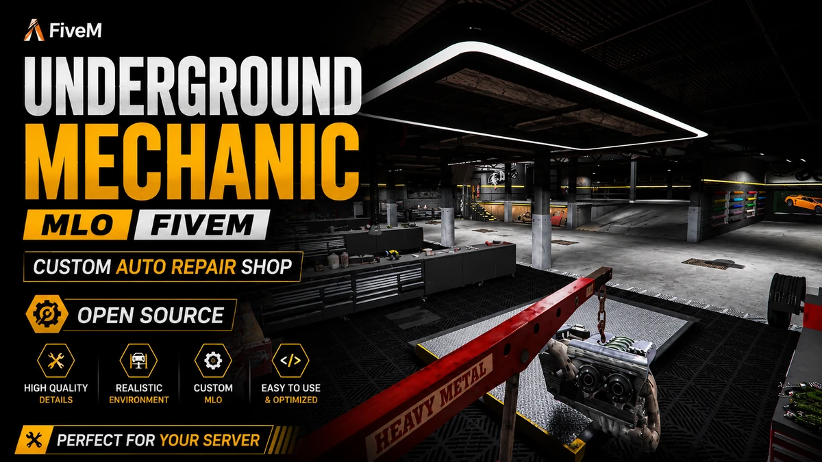 UnderGround Mechanic MLO FiveM | Custom Auto Repair Shop | Open Source